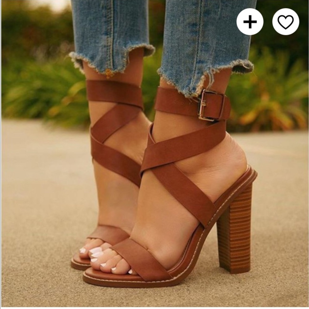 Brown strappy heels